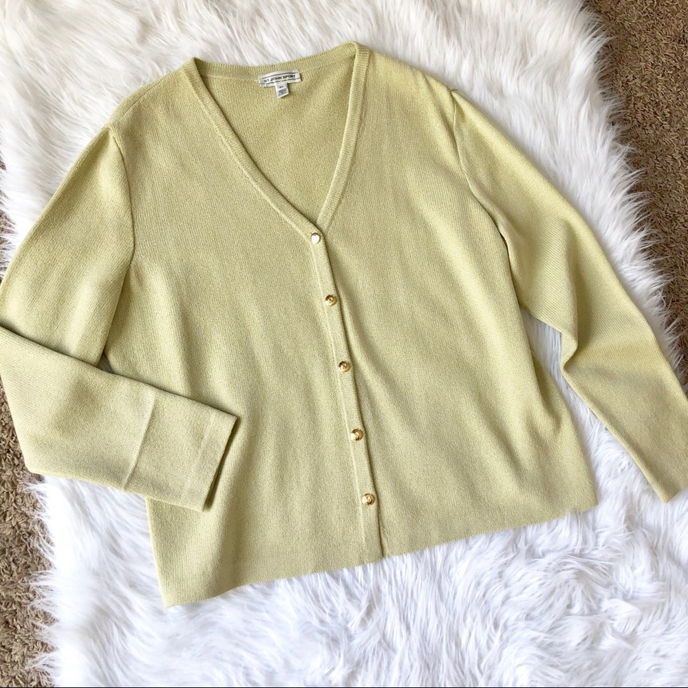 St. John wool vneck cardigan, size XL